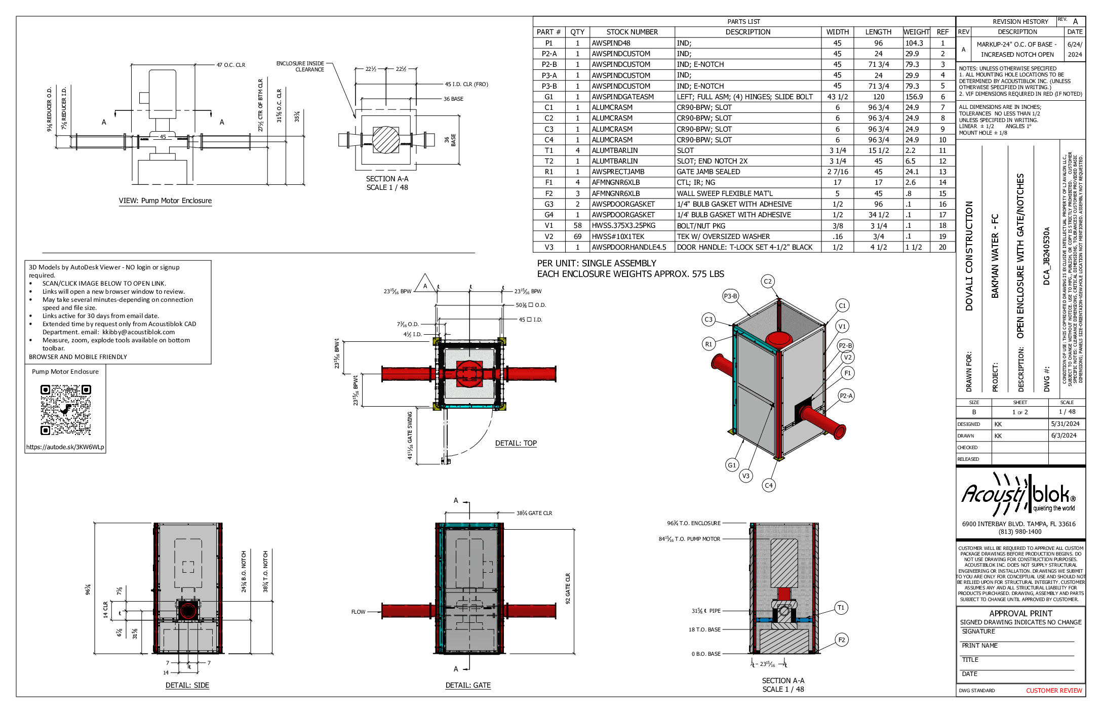 Fancher Creek Booster Enclosure With Door & 2 Penetrations – DCA_JB240530a Pump Booster Enclosure Project