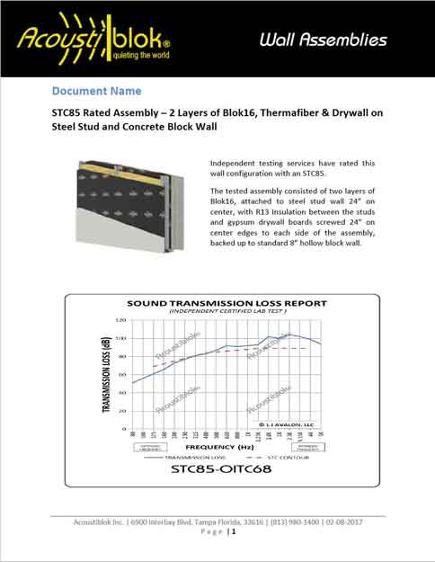 STC85 Steel Stud and Block Wall Assembly